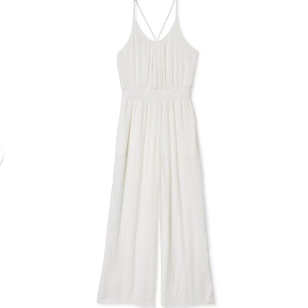 NWT Prana Fernie White Wide Leg Jumpsuit Swimsuit Beach Coverup